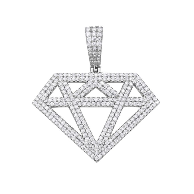Juwelier Zwartevalk zilveren (gerhodineerd) diamant hanger - 24.366