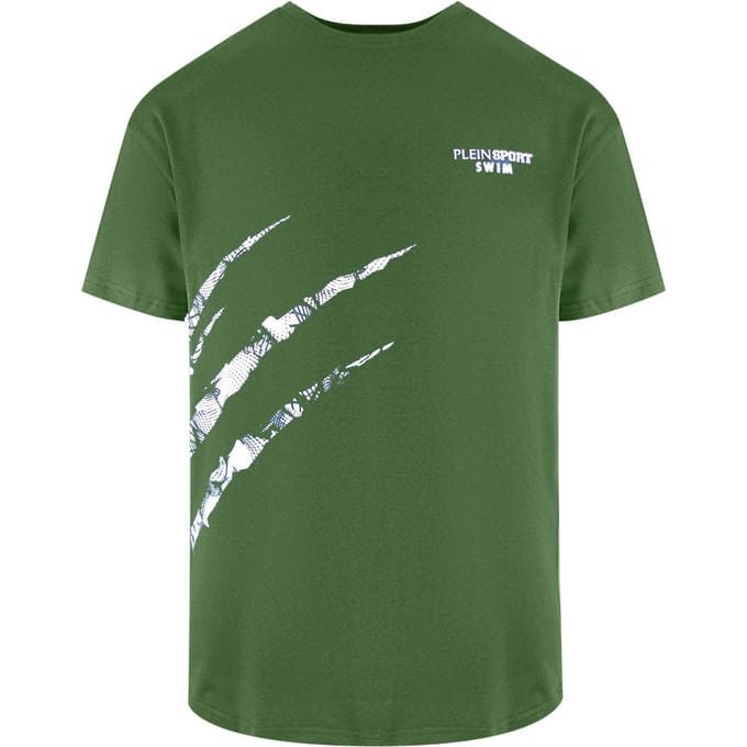 Korte Mouw Scratch Logo T-shirt in Olijf