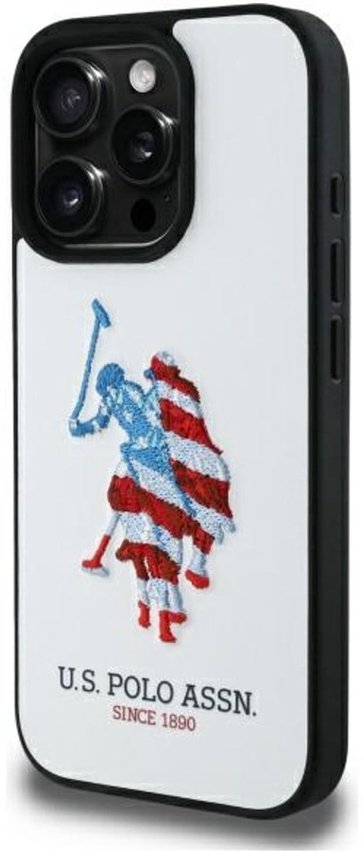 U.S. Polo Assn. - Luxe iPhone Bescherming - American Flag Design - Bijkleur: Wit