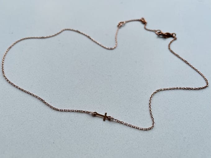 Ketting klein kruis | Rosekleurig | AG925