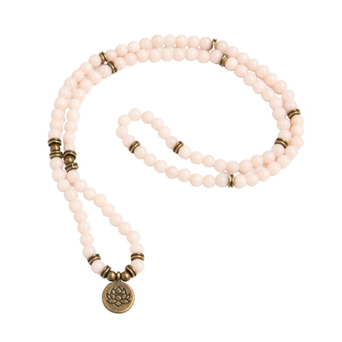 Marama - mala ketting lotus jade - damesketting - 108 kralen - edelsteen - elastisch