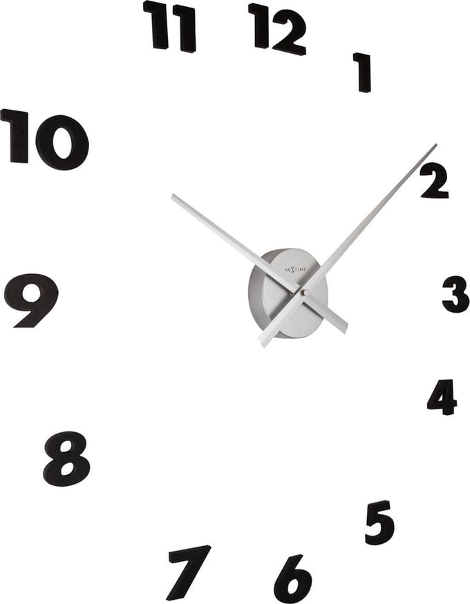 NeXtime - Wandklok - 48 cm x 3 cm - Aluminium - Zilver - 'Small Hands'