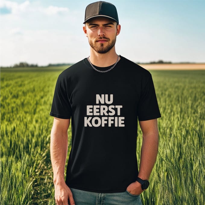 AGRIFANS® Nu Eerst Koffie - Heren T-shirt - S