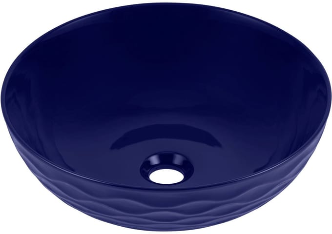 Keramische waskom rond blauw 42x42x14,5 cm opbouw Arya