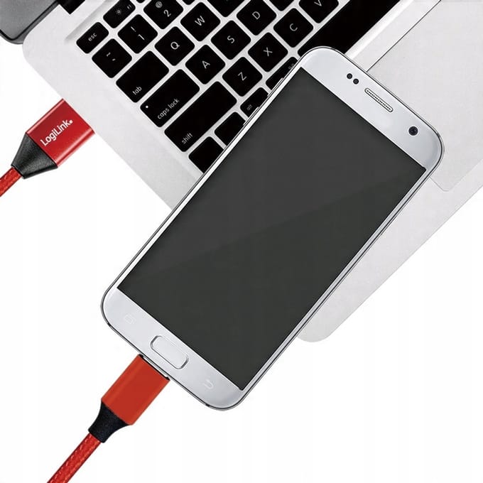 LogiLink USB naar Micro-USB Kabel 1m - Sterk Gevlochten Rood