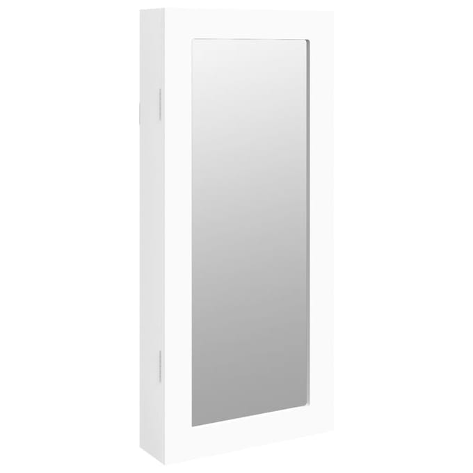 vidaXL - Sieradenkast - met - spiegel - wandgemonteerd - 30x8,5x67 - cm - wit