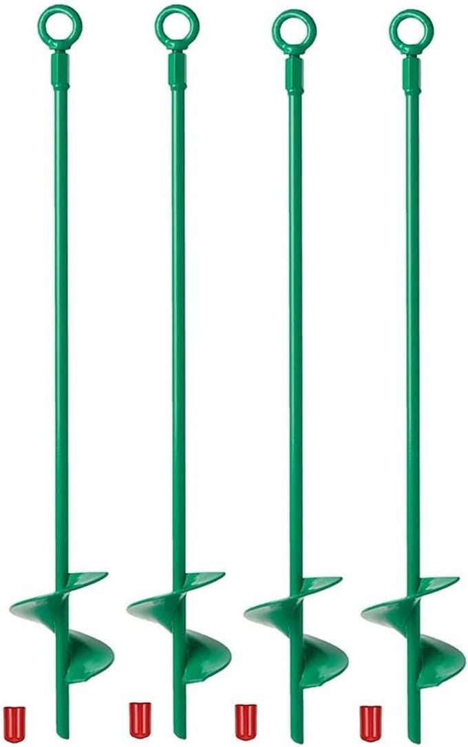 Grondankers Set - Robuuste Haken - Tent Bevestigen - Stalen Constructie - 46cm Lengte - Groen