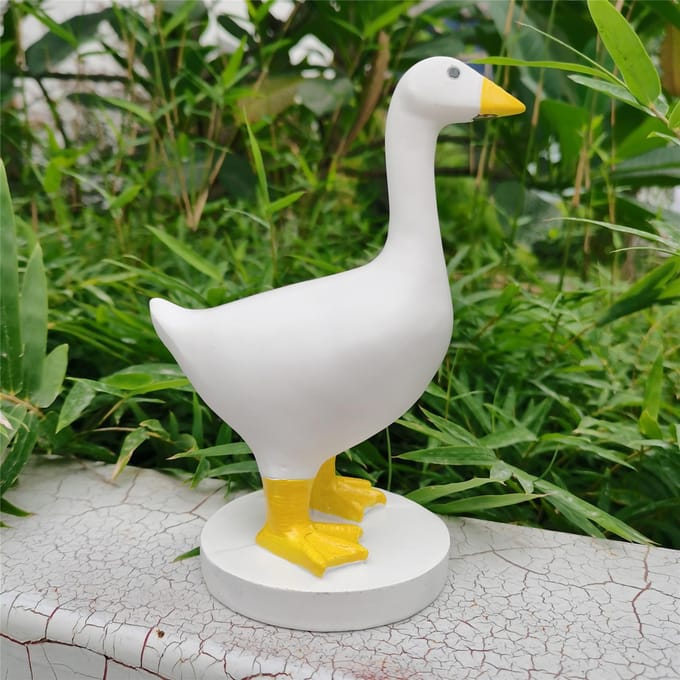 Magnetische Gans Sleutelhanger Standbeeld Schattig Hars Sleutelhanger Ornament met Basis Huisdecoratie white