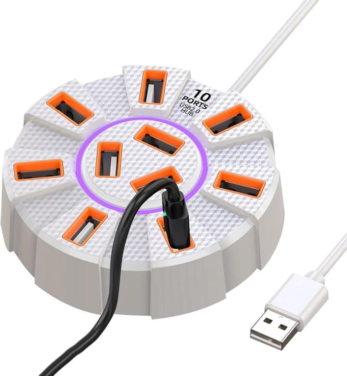 USB Hub Uitbreiding - Multiport Adapter Station - Snelle Data Overdracht - Hoge Snelheid 5Gbps - 9x9x2.5 cm - Wit