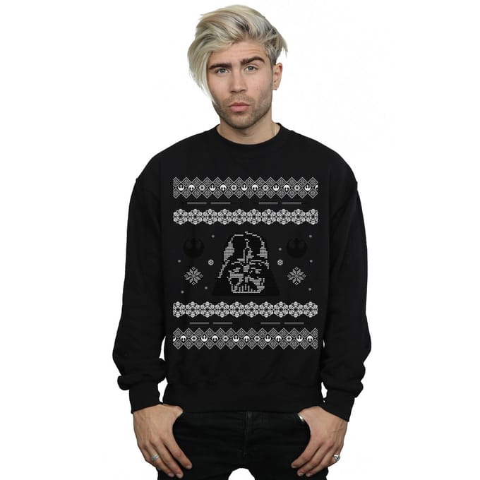 Star Wars Heren Kerstmis Darth Vader Fair Isle Sweatshirt (Zwart)