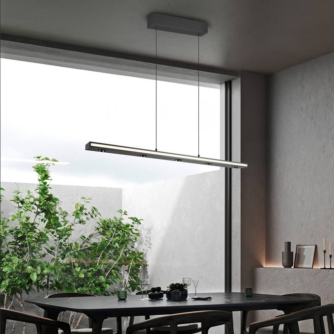 Trio Lighting LED hanglamp Graham, zwart, metaal, up/down, CCT, dimmer