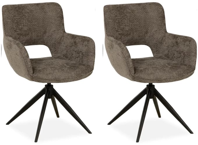 MX Sofa - Eetkamer stoel Darwin - Taupe (set van 2 stuks)