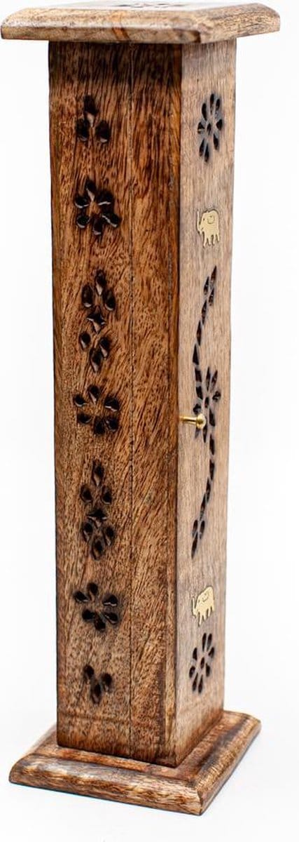 Wierookbrander Toren Olifant Mango Hout met Deurtje