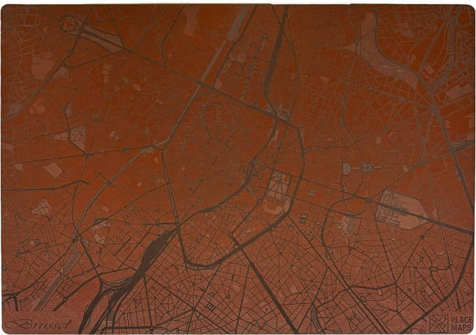 Place Maps Placemat Skyline Gent - Drie Torens - Kunstleer - Zwart - 1 Stuk