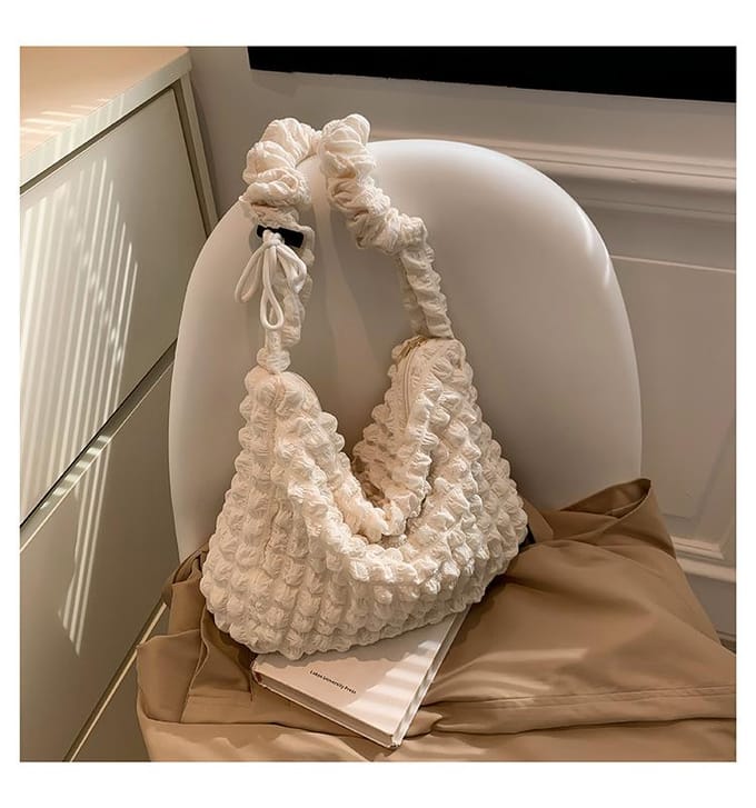 Sac fourre-tout tendance et souple, grande capacité, couleur unie, simple, à bulles, version coréenne brown