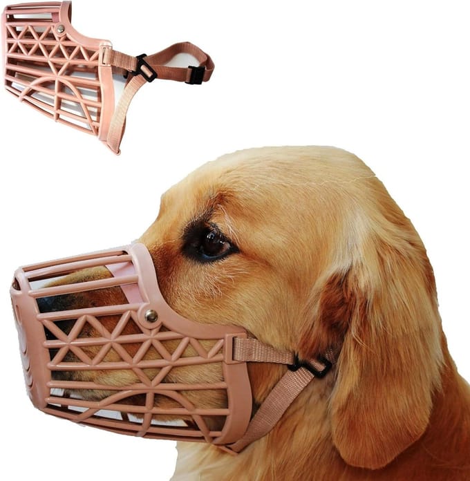 Muilkorf maat 6 voor honden - snout omtrek 33 cm - beige dog muzzle