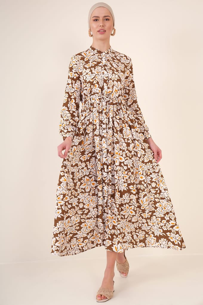 Maxi-jurk met patroon en knoopsluiting