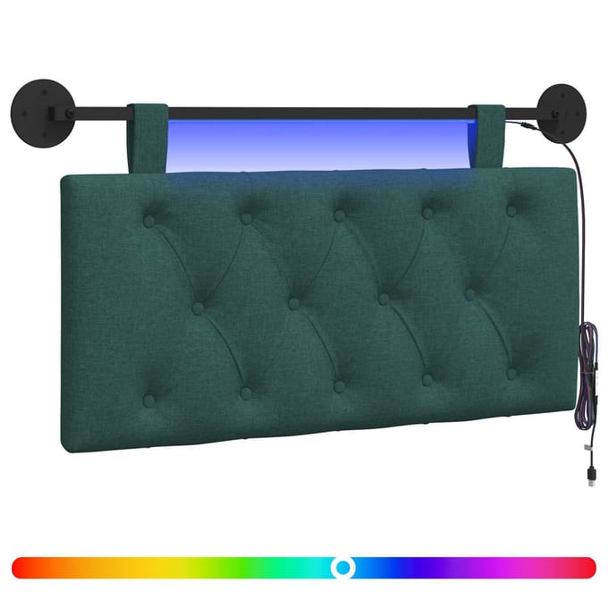 vidaXL - Hangend - hoofdbord - Met - LED-verlichting - Donkergroen - Stof