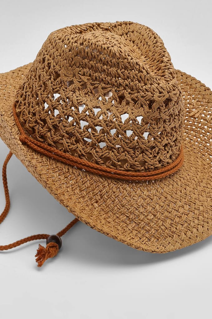 boohoo Dames Strohoed Western Cowboyhoed | Beige