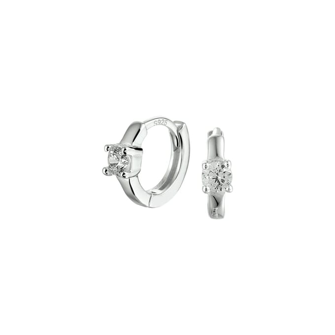 Glams klapoorringen zirkonia - 9 mm - Zilver