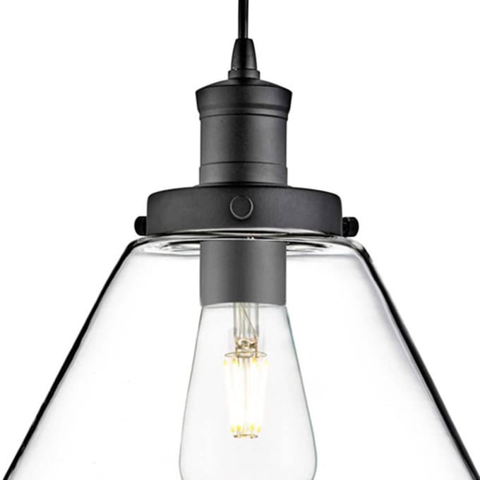 Searchlight Piramide hanglamp, zwart/helder, glas, Ø 29 cm, E27