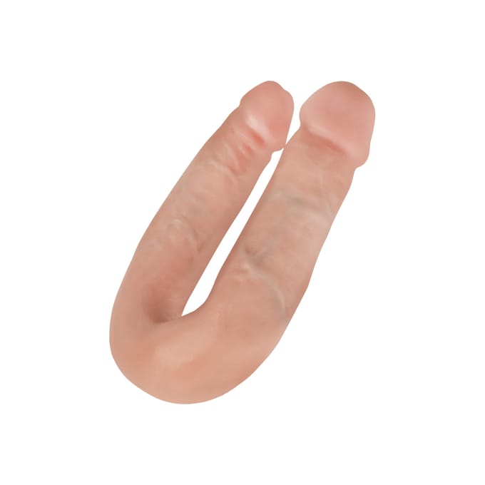 King Cock U-Shaped Double Trouble Dubbele Dildo Medium - beige