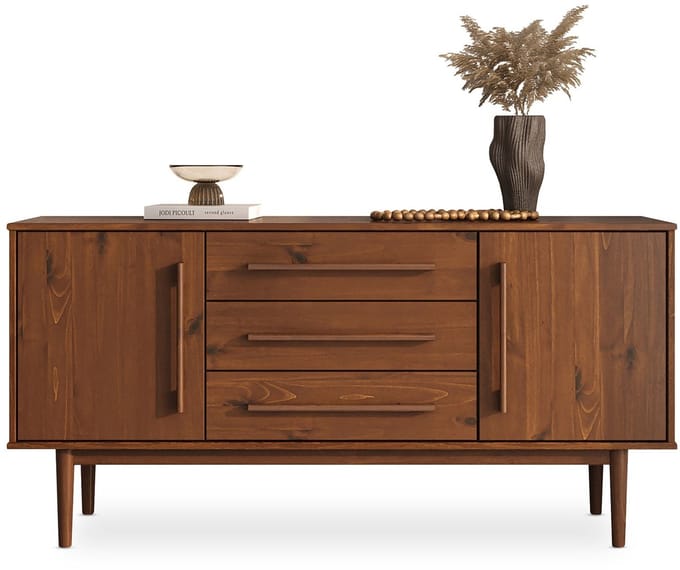 Sideboard TECCA 145 cm met 2 deuren en 3 lades - afwerking in kastanje