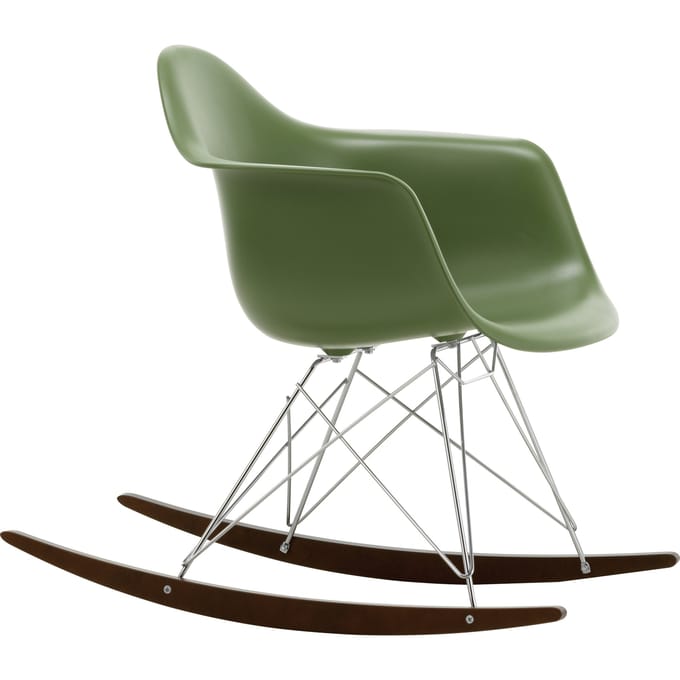 Vitra - RAR Eames Plastic Armchair - forest RE - verchroomd - sleden esdoorn donker - groen