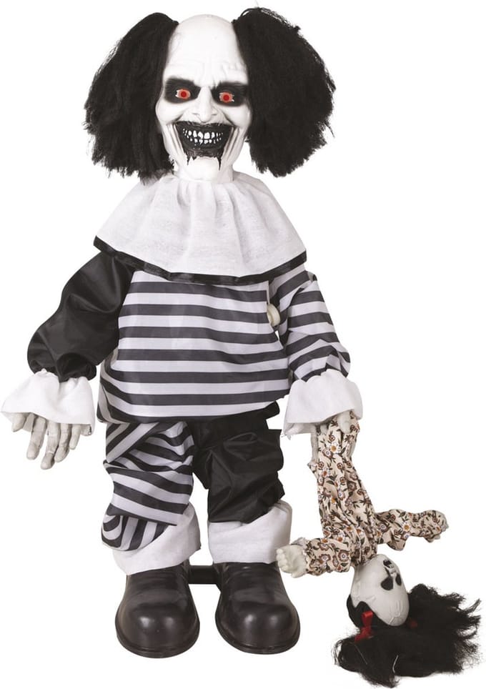 Halloween Animatiepop Boosaardige Clown met Pop 80 cm
