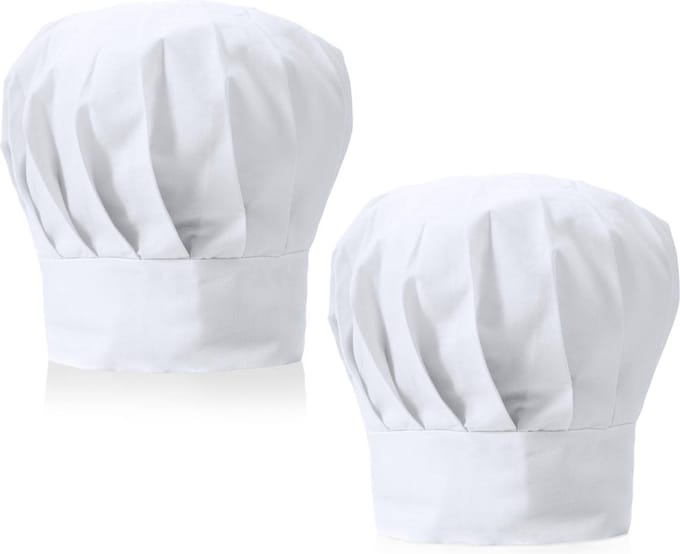 Luxe koksmuts - 2x - wit - voor volwassenen - maat 57-59 - katoen/polyester - koksmutsen - chef muts