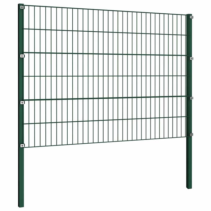 vidaXL - Schuttingpaneel - met - palen - ijzer - 176,5x120 - cm - groen