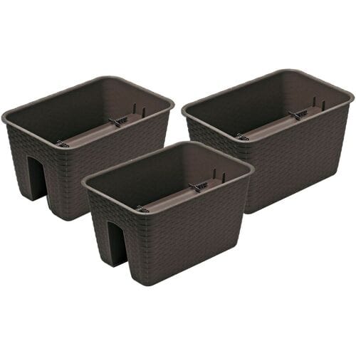 PROSPERPLAST 3 railing bloempotten (Rechthoekig, Bruin, 39,6 x 27,2 x 22,5 cm)