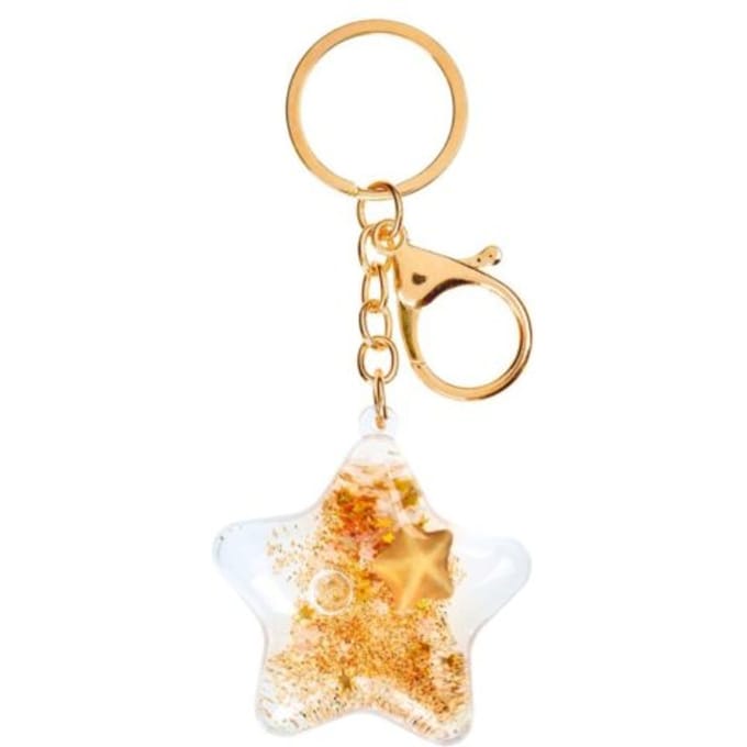 Kerst sleutelhanger ster glitter assorti