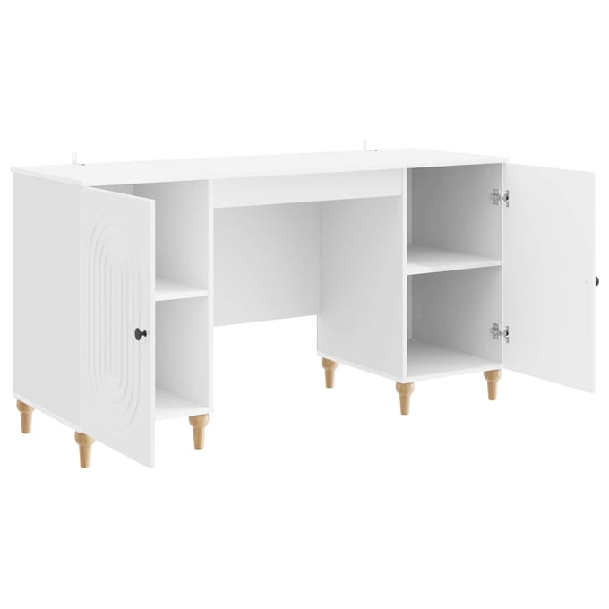 vidaXL - Bureau - Hoogglans - wit - 142,5 - x - 50 - x - 75 - cm - Bewerkt - hout