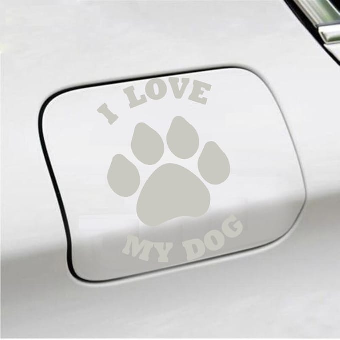 Bumpersticker - I Love My Dog - 13,9 X 9,3 - Zilver