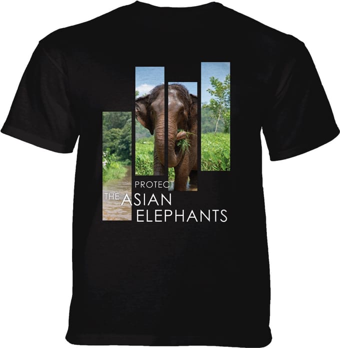 T-shirt Protect Asian Elephant Split Portrait Black M