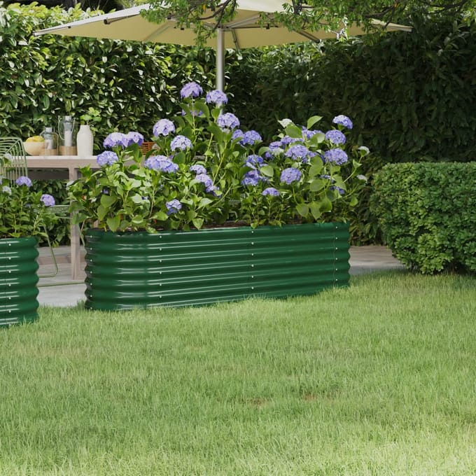 vidaXL - Plantenbak - 152x40x36 - cm - gegalvaniseerd - staal - groen