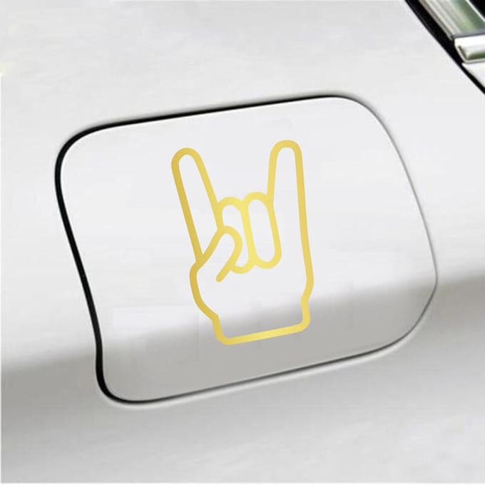 Bumpersticker - Rock N Roll - 13,5 X 8,9 - Goud