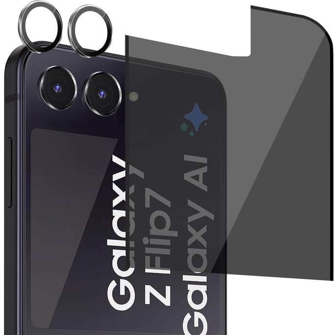 Privacy Screenprotector & Camera Protector geschikt voor Samsung Galaxy Z Flip 7 - Volledig Dekkend Glas