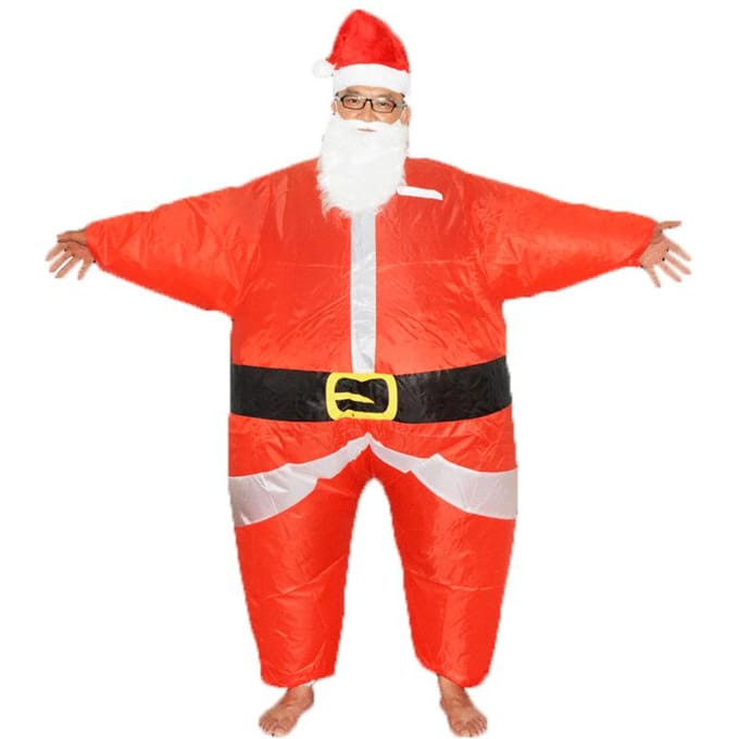 Opblaasbaar Kerstman Kostuum, Volwassen 150-190cm rood