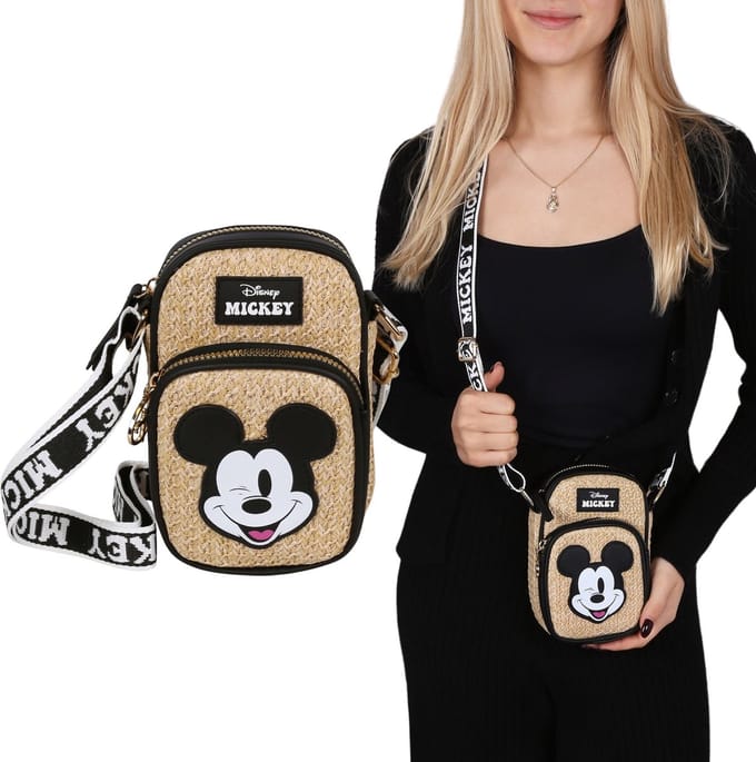 Mickey Mouse Disney Stroh, geflochtene Mini-Tasche Gürteltasche 18x7x12 cm
