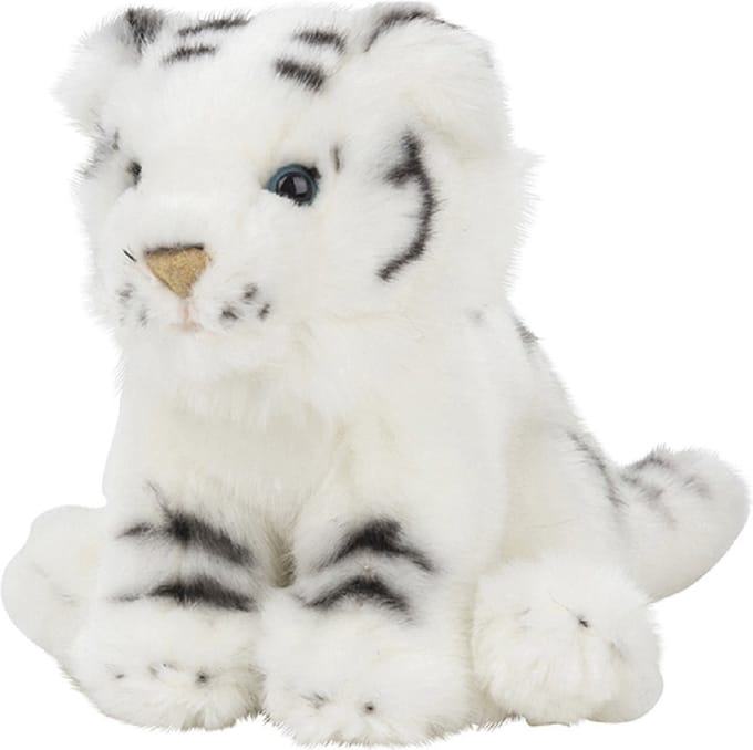 Nature Planet tijger knuffeltje - 15 cm - wit - Pluche - knuffeldieren - leeuwen