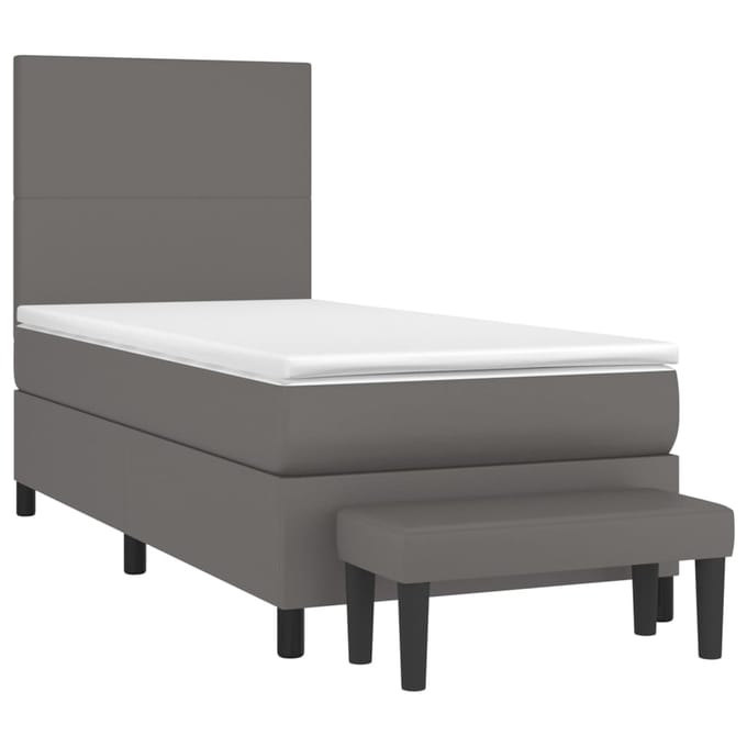 vidaXL - Boxspring - met - matras - kunstleer - grijs - 80x200 - cm