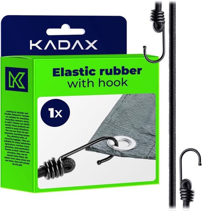 KADAX Elastisch rubber met haak, zwart