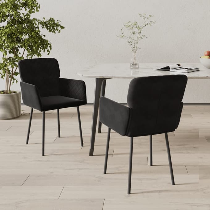 vidaXL - Eetkamerstoelen - 2 - st - fluweel - zwart