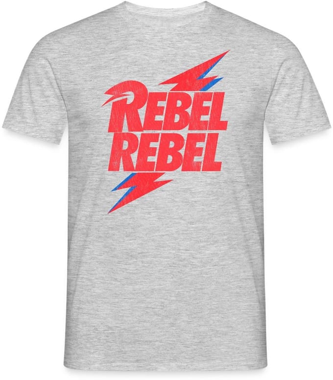 David Bowie Rebel Rebel Met Bliksem T-Shirt Heren