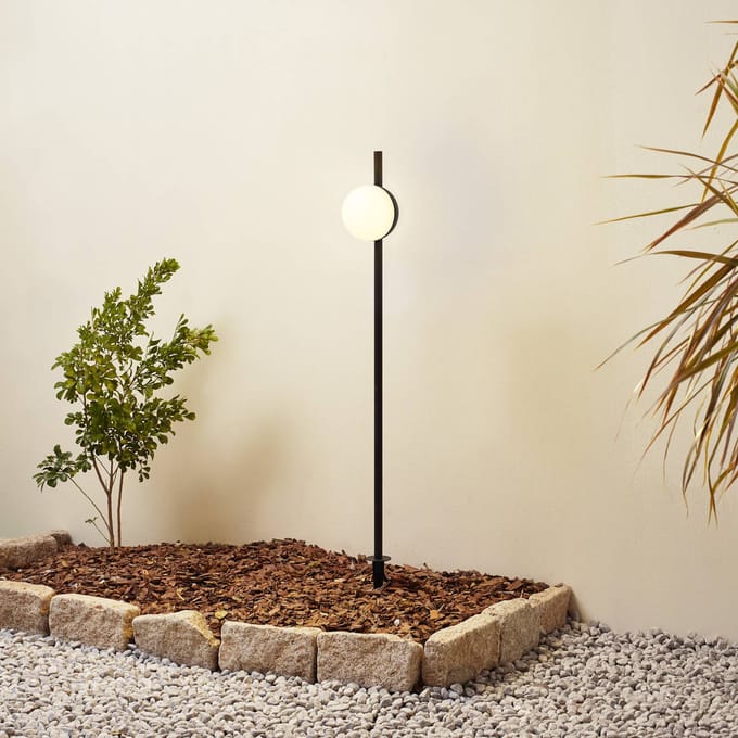 Lindby LED grondspies lamp Darleen, antraciet, metaal, Ø10cm