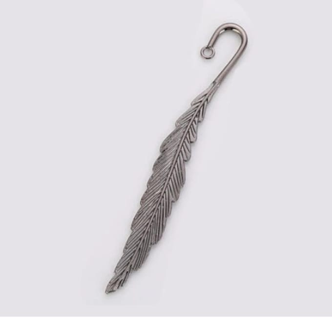 Boekenlegger - Metaal - Veer - Lezen - Met hanger - Retro zilver