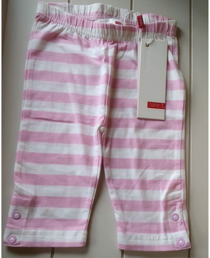 Name It legging/broekje roze met wit gestreept maat 56