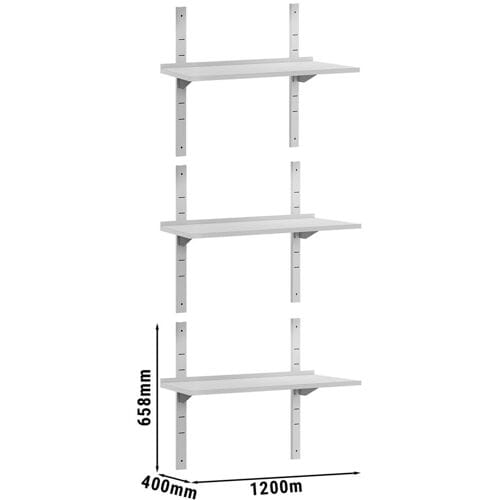GGM Gastro 3-laags RVS wandschap ECO - 1200x400mm zilver